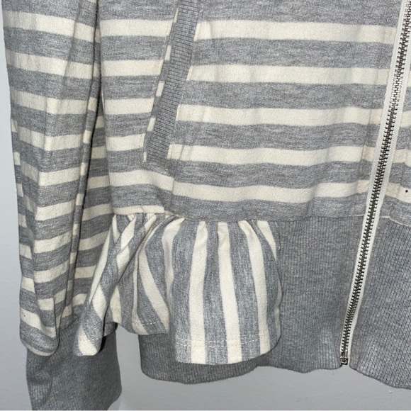 Anthropologie Sat. Sun. Harley Gray Stripe Peplum Zip Hoodie Women’s Small B-1 - Picture 5 of 9